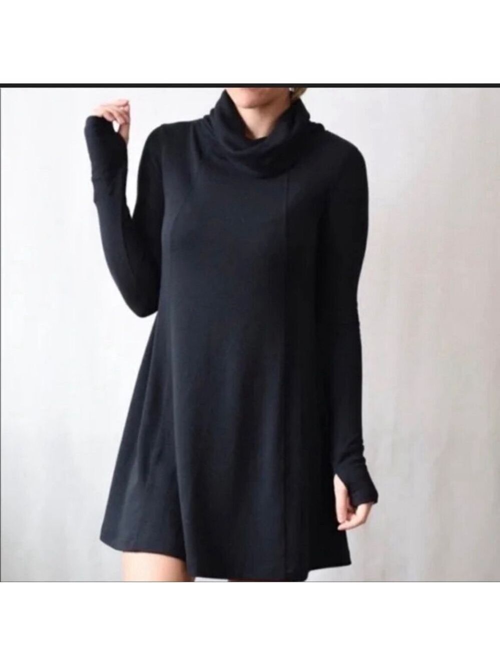 Cabi Black Long Sleeve Cowl Neck Swing Dress Size XS